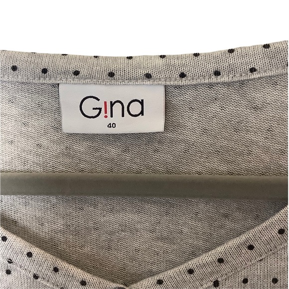 Gina Women’s Gray Long Sleeve Polka Dot Button Front Cardigan Sweater Size M/L - Picture 6 of 7